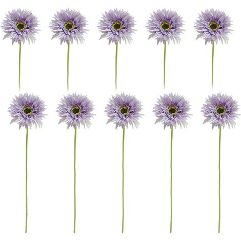 [Hellviolett] 10 frische und schlichte künstliche Gerbera mit gebürstetem Stiel, moderne und minimalistische Innendekoration. (1/2)