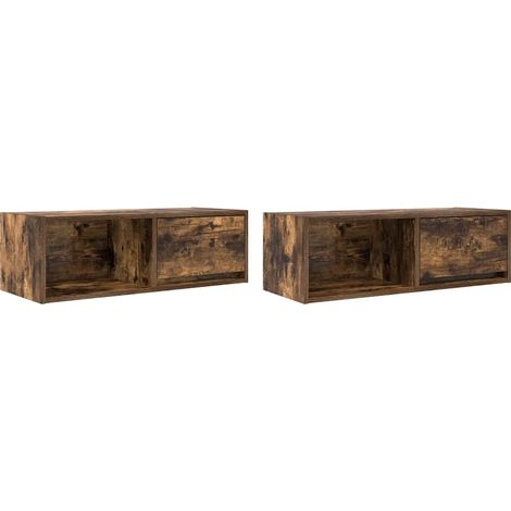 vidaXL Mobili TV 2 pz Rovere Fumo 80x31x25,5 cm Legno Multistrato (1/5)