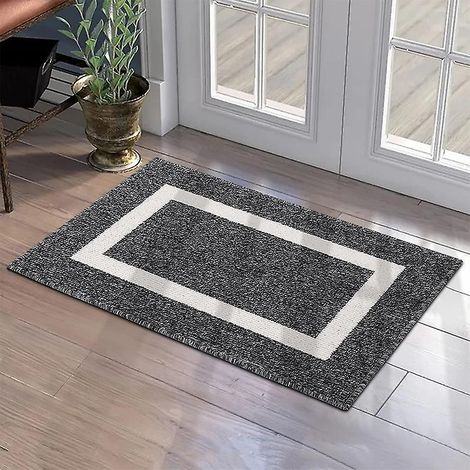 Waschbare Fußmatte – Rutschfest für den Innenbereich – Eingangsmatte – 50 x 80 cm – Schwarz