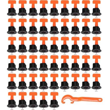 Kit de système de nivellement de carrelage réutilisable 100 pcs. Niveleur de tuile en T et 1 pièce. Clé d'espacement 2-8 mm / Épaisseur 5-18 mm Construction de paroi en céramique (1/5)