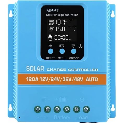 120A 12V 24V 36V 48V Solar-Laderegler mit intelligenter Batterieerkennung, LCD-Display und intelligentem Regler (maximal 100V), Dual-USB-Eingang für Blei-Säure-/Lithium-Batterien (1/5)