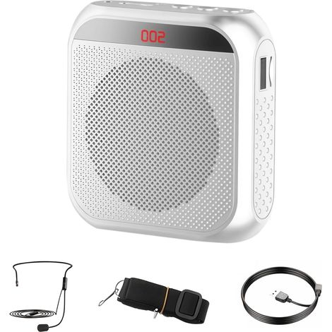 Amplificateur vocal portable 2200 mAh - Haut-parleur rechargeable avec système PA filaire, casque de microphone, convient pour les salles de classe, les réunions, le fitness, les entraîneurs, les (1/5)