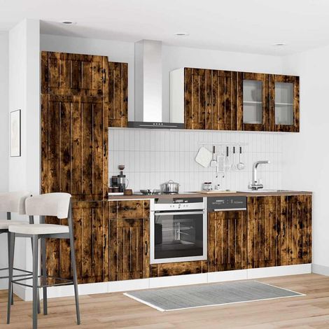 vidaXL Ensemble de 8 meubles de cuisine "Lucca" en chêne fumé (1/5)