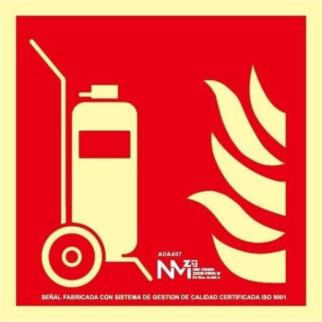 Señal Carro Extintor (Solo Pictograma) Luminiscente | CLASE A (PVC 1 mm) - 210 x 210 mm (1/2)
