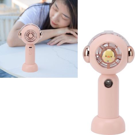 Ventilateur Portable avec Fonction Brumisation USB Rechargeable Petit Pocket Fan 500mAh Rose Ventilateur de Poche Petit Mist Fan Animal Cute Silencieux ABS