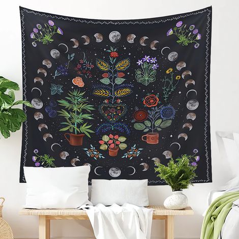 Tapestry - Plante Lune - 130 x 150 cm - Polyesther 100 % - Décoration Murale Botanique - 1 Pièce (1/5)