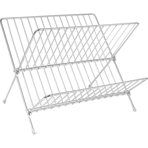 Dish Drainer. Foldable X-Shaped Drainers Two-Tier Large Capacity Stainless Steel Minimalist (1/5)