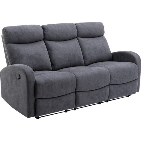Divano relax 3 posti in Tessuto Grigio - EVELYN