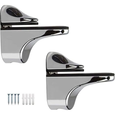 Houhence – Support de tablette en verre réglable 2 pièces – Pour étagères en bois ou verre 5 à 22 mm – Alliage de zinc résistant à la corrosion (1/5)