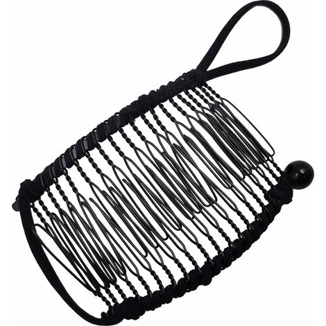 Pinza para el cabello tipo banana extensible, peine doble, accesorio para cabello grueso y elástico, 20 dientes, pinzas para el cabello negras para mujer