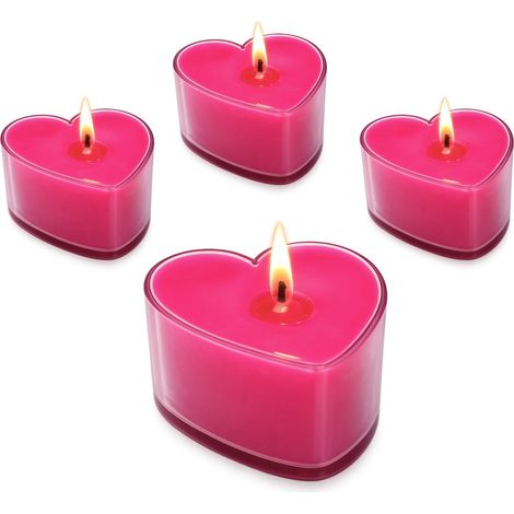 4 Candele Profumate a Forma di Cuore Fucsia - 5,5x5,5x2,5 cm, Tealight Romantiche per San Valentino, Anniversari e Occasioni Speciali (1/5)