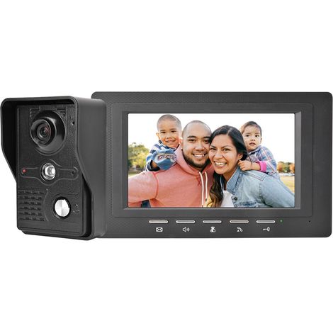 Interphone vidéo LCD TFT 7 pouces, sonnette 700 lignes TV, vision nocturne, compatible UE 100-240 V (1/5)