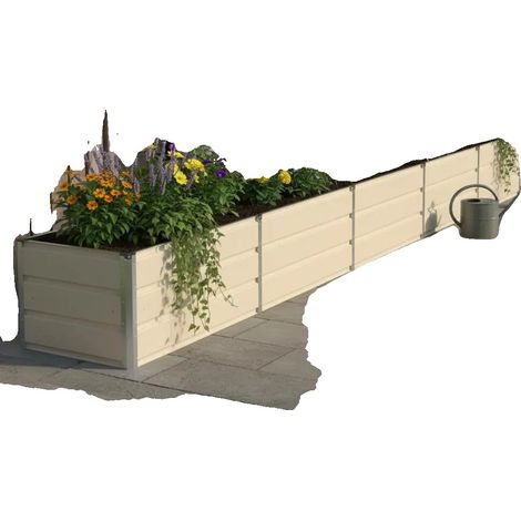 Bac à planter, acier galvanisé, 480 x 50 x 45 cm, utilisation intérieure et extérieure, design moderne, léger (1/5)