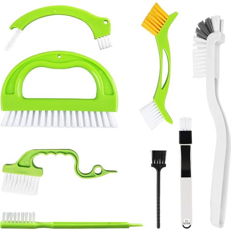 Lot de 8 brosses de nettoyage de coulis, brosse de récurage pour joint de carrelage à rainure à main pour un nettoyage en profondeur (1/5)