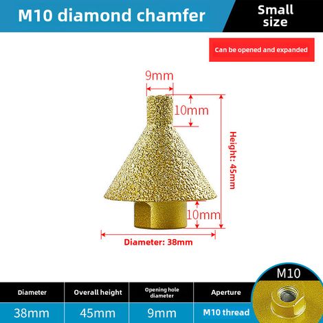 Outil de chanfreinage de trous diamanté, tête de meulage conique neuve pour carrelage en céramique, alésage de trous en pierre de quartz Dali, foret pour meuleuse d'angle (chanfreineur d'ouverture [M1 (1/5)