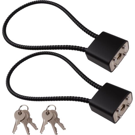 Lot de 2 Cadenas en Corde D'acier, Cadenas à Câble Flexible, Longue Manille, avec 6 Clés, pour Intérieure et Extérieure, pour Valise, Vélo, Portail, Casier, Garage, Salle de Sport (Noir, 17cm) (1/5)