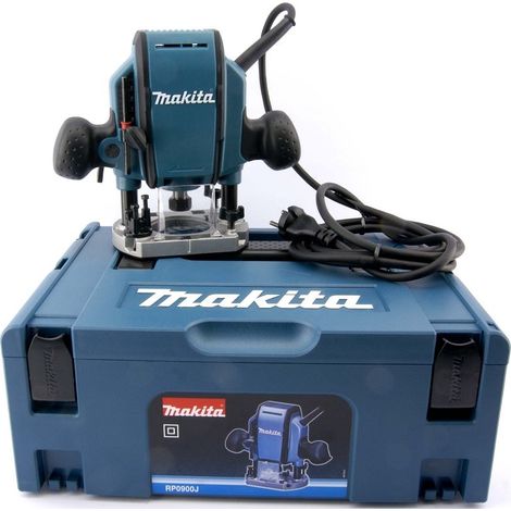 Makita – Défonceuse 900W – Vitesse 30 000 tr/min – Pince 6mm – Pour bois dur et teck – Moteur performant pour coupes précises - RP0900J