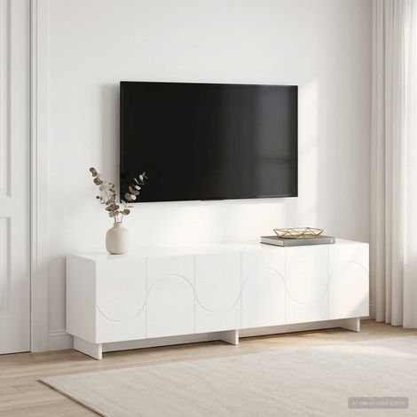 vidaXL TV Stand 140 x 34.5 x 40 cm High Gloss White Engineered Wood (1/5)