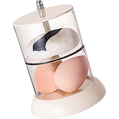 Étagère rotative à poudre 2 niveaux blanche, organisateur de boucles d'oreilles perméable et anti-poussière pour la maison (1/5)