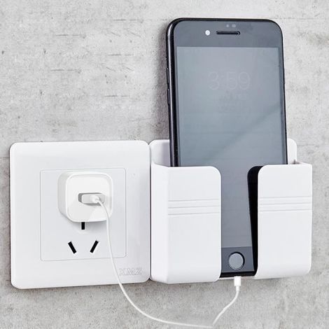 (Weiß) 3 Wandaufbewahrungsboxen für Fernbedienungen, Kleinteile und eine Handy-Ladestation (1/4)