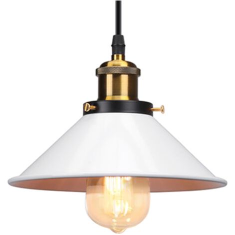 royaluxe- Lampes À Suspension Rétro Vintage Lustre 260MM E27 (Blanc) Plafonnier Industriel Abat-Jour En Métal Pour Loft Restaurant Café Bar (1/5)
