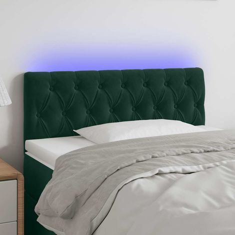 Tête de lit à LED Armoire de tête de lit Vert foncé 90x7x78/88 cm Velours 39123 (1/5)