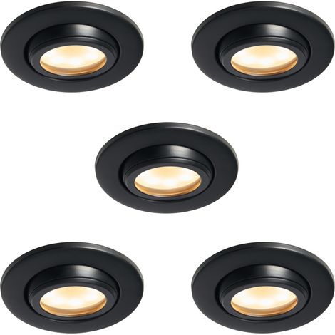 Litecraft Marlowe Fire Rated Tiltable Round IP65 Rated Recessed Downlights in Black - Pack of 5 (1/5)