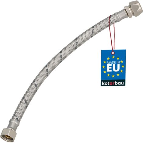 KOTARBAU® Flexible Robinet 3/8" x 3/8" - Tuyau Robinet Cuisine 30 cm - Écrou Tournant x Raccord à Sertir - Rallonge Robinet Cuisine Flexible - Tuyau Flexible Plomberie - Acier Inoxydable - Argent (1/4)