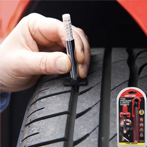Dekton Tyre Air Pressure Depth Gauges Tyre Safety Kit Cars Thread Depth Gauge