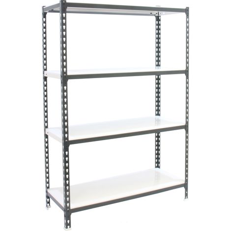SimonRack Scaffale Portaoggetti, 1500x800x300 mm, 4 Ripiani, Portata 180 kg per Ripiano, Metallo, Scaffale da Garage, Antracite/Bianco – Simonclick