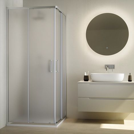 Box doccia 80x100 cm scorrevole vetro 6mm opaco con trattamento anticalcare h195cm scorrevole Aruba (1/5)