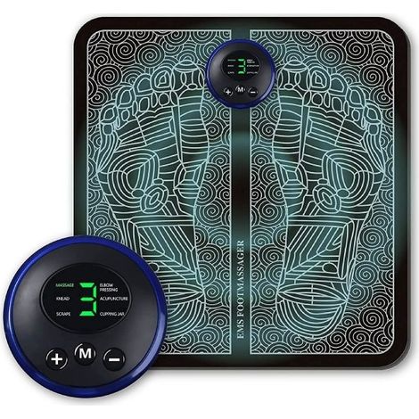Appareil de massage électrique pour les pieds EMS - Massage de la circulation sanguine - Massage de réflexologie plantaire - Massage de la circulation des pieds - 6 modes - 9 niveaux