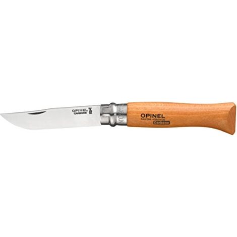 Couteau de poche N°9 en acier carbone 9 cm – Manche en hêtre verni – Pour coupe précise et nette – Artisanat suisse – Opinel