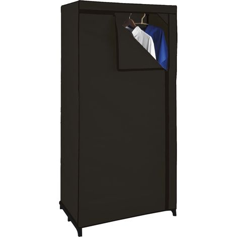 Stoff Kleiderschrank schwarz - 150 x 75 x 50 cm - Mobiler Schrank mit Kleiderstange