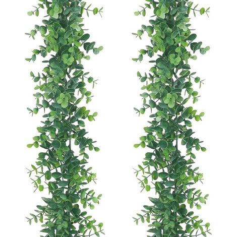 Künstliche Eukalyptusgirlande, künstliche Hängepflanzen, Eukalyptusblätter, grüne Girlande für die Dekoration von Hochzeitsbögen und -wänden. (1/4)