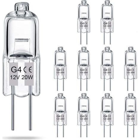 Lot de 10 ampoules halogènes basse tension G4 transparentes 12V 20W, à deux broches, ampoules pour lustres en cristal, ampoules réglables pour diffuseurs de parfum et lustres (1/5)