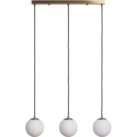 – Suspension métal et verre 3 spots doré – Finition laiton – Douille E27 – Pour ampoules LED RGB ou CCT – Design moderne pour salle à manger ou bureau (1/5)