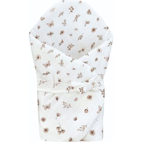 Muselina, manta para envolver, manta y esterilla con relleno 4 en 1 (beige suave, jardín) (1/3)