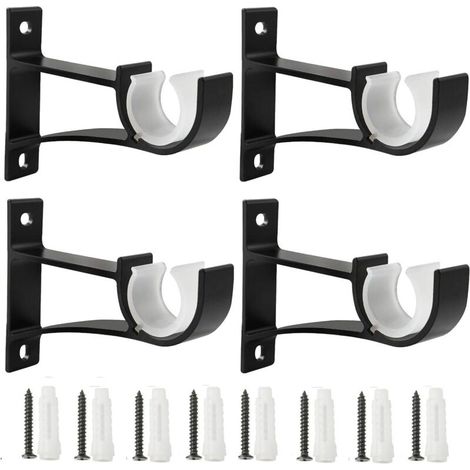 4 Pièces Tringle À Rideau, Supports De Tringle À Rideaux, Fixations Pour Tringles De 2,5 Cm, 2,8 Cm Et 3,2 Cm, Noir