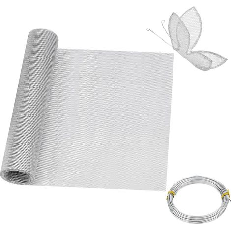 30cm by 3m Aluminum Carving Wire Mesh 1.5x3mm Hole Aluminum Wire Mesh Stainless Roller With Aluminum Wire 15 For Arts Crafts Metal Garden Screen Window (1/5)