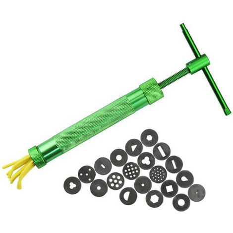 Spritzpistole aus Edelstahl für grüne Modelliermasse, Extruder für Polymerknete, Modellierwerkzeug für Torten, Skulpturen und Gebäckdekoration (1/5)