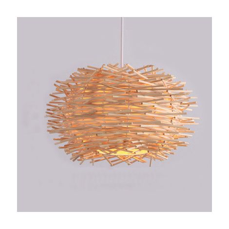 Lustres, lampes d'art en rotin d'Asie du Sud-Est, suspension pour ferme, pot à fondue, restaurant, bar, lampe suspendue en forme d'oiseau, lampe suspendue en forme de cage à oiseaux/30 cm - RWSuspensi