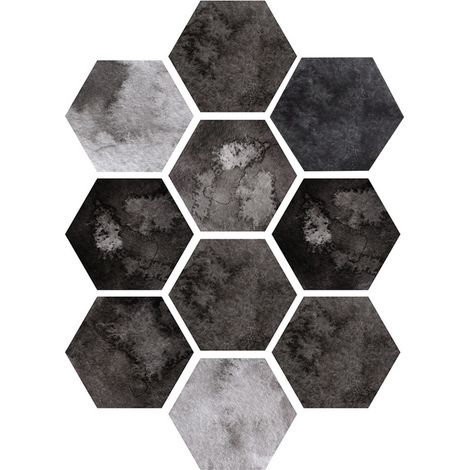 Lot de 10 autocollants adhésifs hexagonaux uniques pour carrelage, imperméables et antidérapants. (1/5)