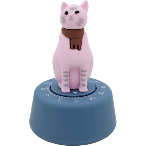 Cat-Shaped Mechanical Kitchen Timer (Pink)