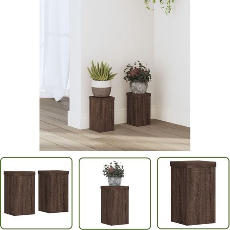 vidaXL Pflanzenständer 2 Stk. Braun Eiche 10x10x18 cm Holzwerkstoff (1/5)