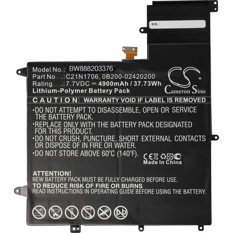 vhbw Akku kompatibel mit Asus ZenBook Flip S UX370UA, UX370U, UX370UA-C4058T, UX370UA-0061A7500U, UX370F Notebook (4900 mAh, 7,7 V, Li-Polymer) (1/5)