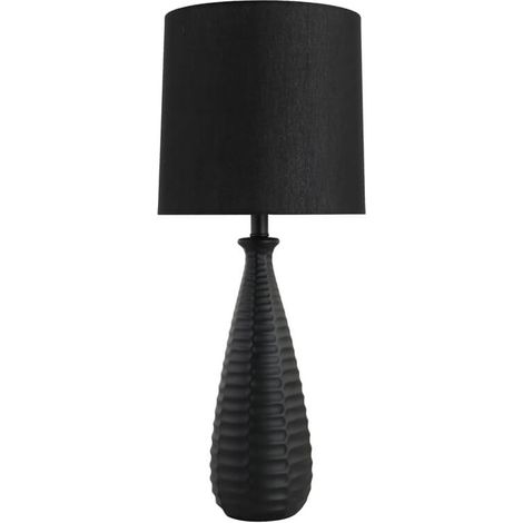 HOME DELUXE Lampada da tavolo grande con paralume in tessuto MELVA - Nero