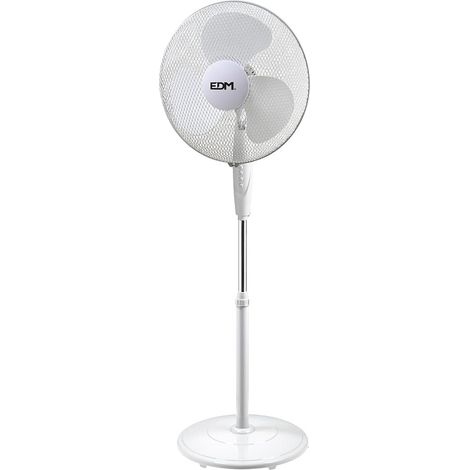 Ventilador de pie base circular, blanco, potencia 45 w, 55,6 db, aspas ø40 cm, altura regulable 110-130 cm (1/3)