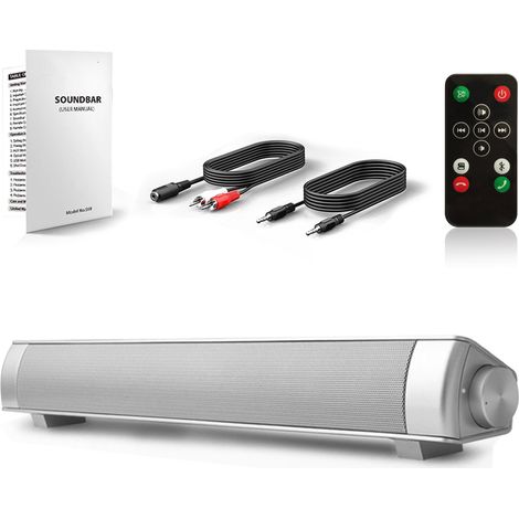 Barre de son argentée - Avec caisson de basses sans fil - Enceinte TV Bluetooth - Système audio home cinéma (1/4)