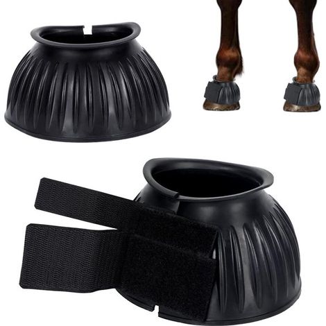 1 par de calcetines negros para caballos con cascabeles, Protección contra impactos y traumatismos en los cascos (1/5)